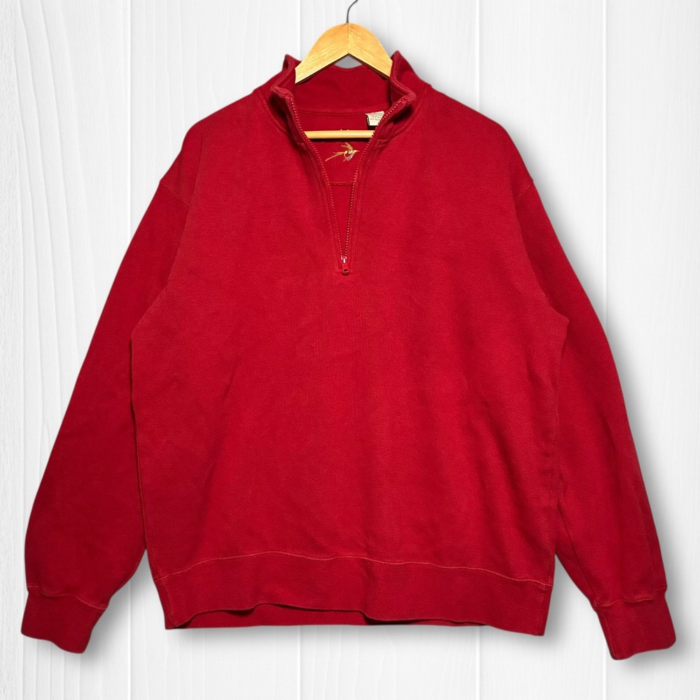 Orvis Signature‎ Red Cotton 1/4 Zip Pullover Sweatshirt Mens Large